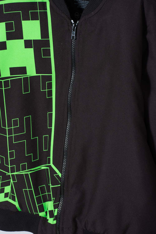 CHAQUETA DE MINECRAFT CON CIERRE NEGRA PARA NIÑO