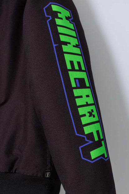 CHAQUETA DE MINECRAFT CON CIERRE NEGRA PARA NIÑO