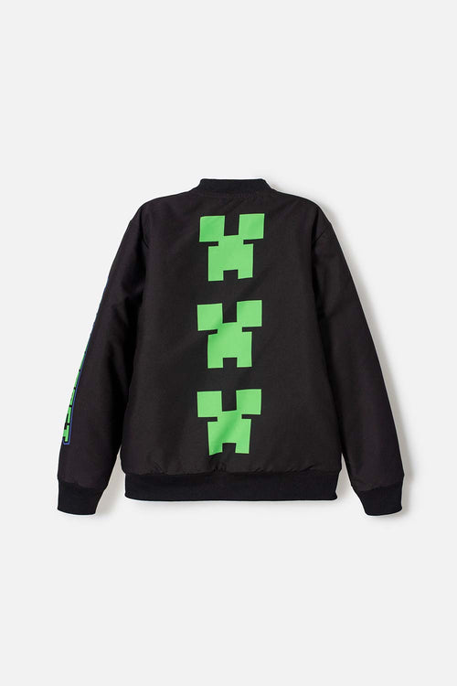 CHAQUETA DE MINECRAFT CON CIERRE NEGRA PARA NIÑO