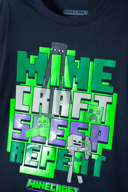POLERA DE MINECRAFT MANGA LARGA AZUL PARA NIÑO