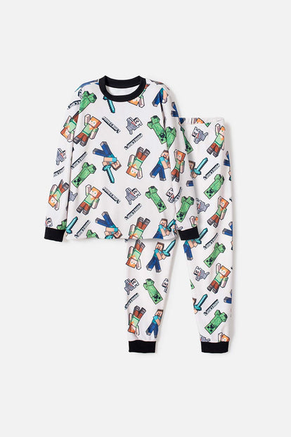 PIJAMA DE MINECRAFT CON PANTALÓN LARGO MULTICOLOR PARA NIÑO