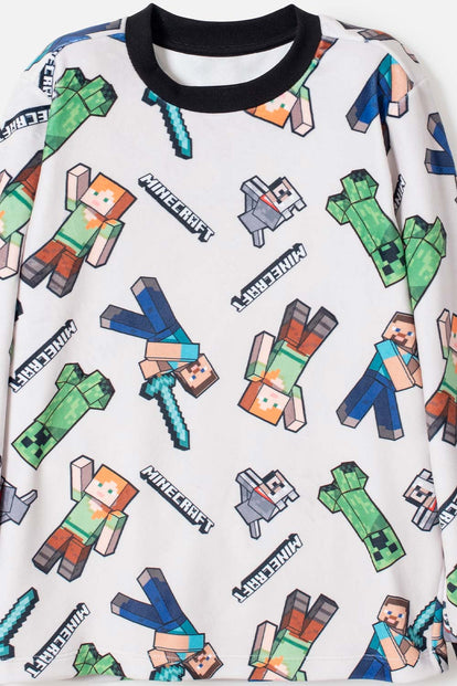 PIJAMA DE MINECRAFT CON PANTALÓN LARGO MULTICOLOR PARA NIÑO