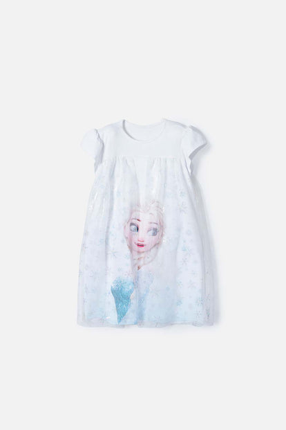 PIJAMA DE FROZEN TIPO BATOLA CON TULL BLANCO PARA NIÑA