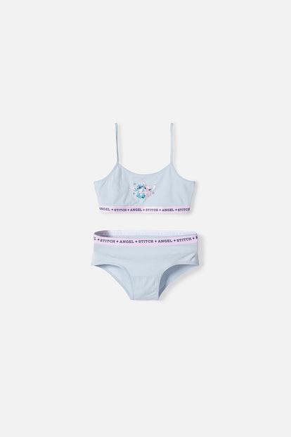 CONJUNTO DE TOP Y PANTY DE STITCH AZUL CIELO PARA NIÑA
