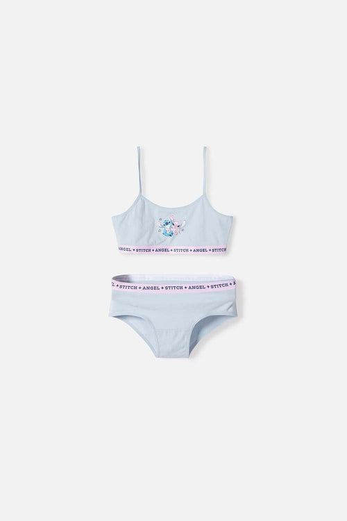 CONJUNTO DE TOP Y PANTY DE STITCH AZUL CIELO PARA NIÑA