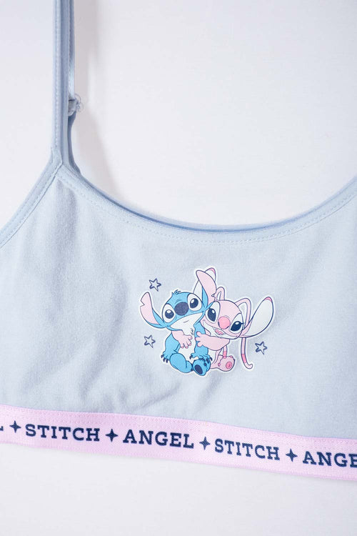 CONJUNTO DE TOP Y PANTY DE STITCH AZUL CIELO PARA NIÑA