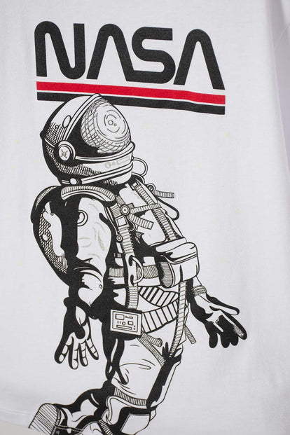 POLERA DE LA NASA MANGA CORTA BLANCO PARA NIÑO