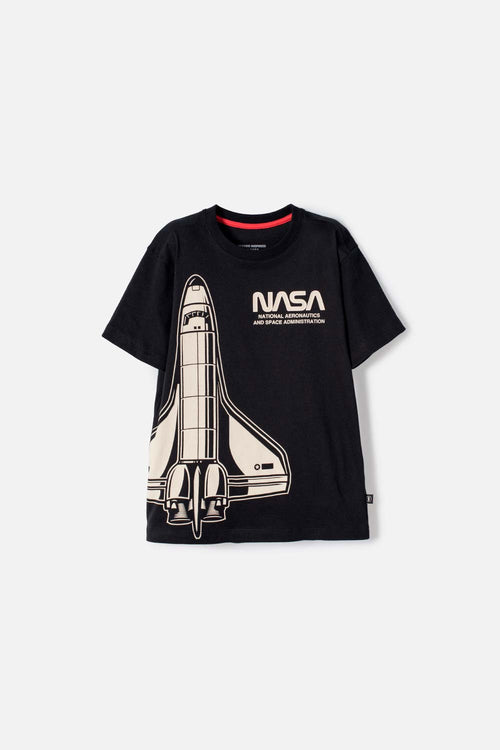 POLERA DE LA NASA MANGA CORTA NEGRO PARA NIÑO