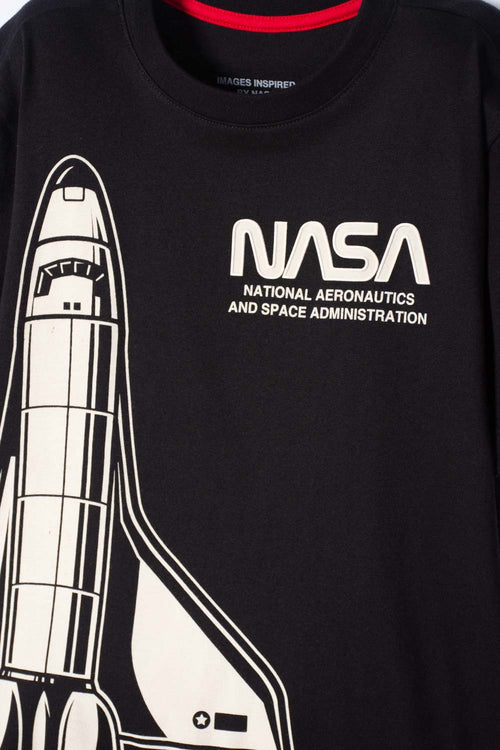 POLERA DE LA NASA MANGA CORTA NEGRO PARA NIÑO