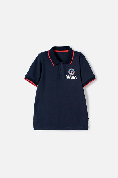 POLERA DE LA NASA TIPO POLO AZUL PARA NIÑO