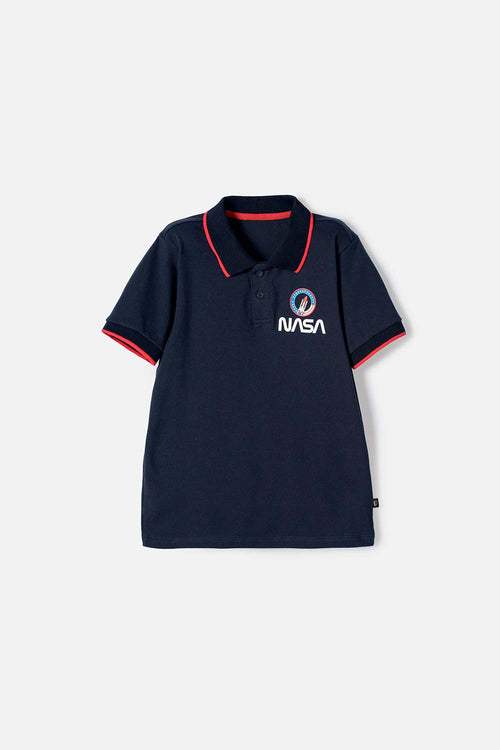 POLERA DE LA NASA TIPO POLO AZUL PARA NIÑO