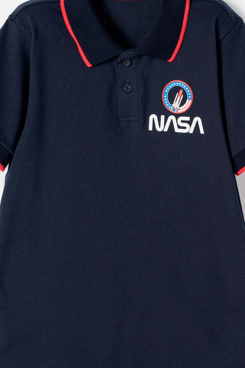 POLERA DE LA NASA TIPO POLO AZUL PARA NIÑO