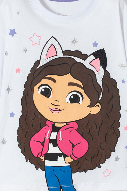 POLERA DE GABBY’S DOLLHOUSE MANGA CORTA BLANCO PARA NIÑA