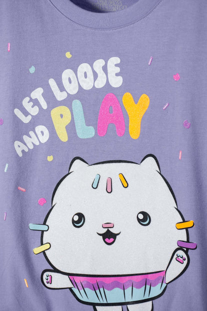 POLERA DE GABBY’S DOLLHOUSE MANGA CORTA LILA PARA NIÑA