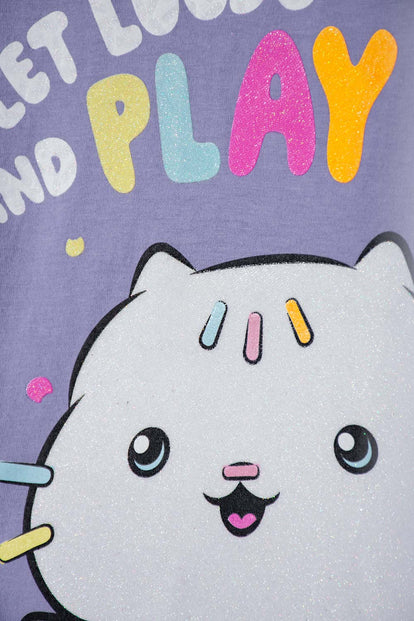 POLERA DE GABBY’S DOLLHOUSE MANGA CORTA LILA PARA NIÑA