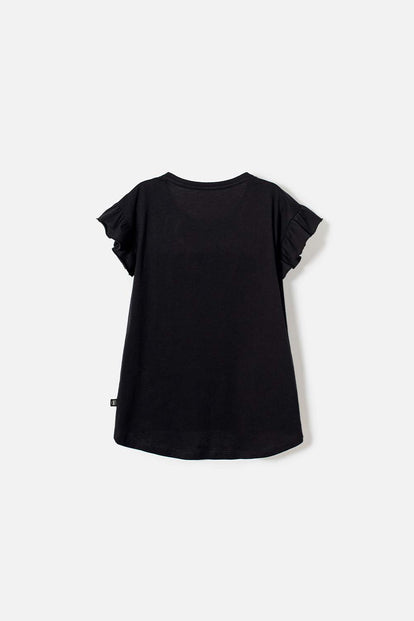 POLERA DE MINNIE MOUSE MANGA CORTA NEGRA PARA NIÑA