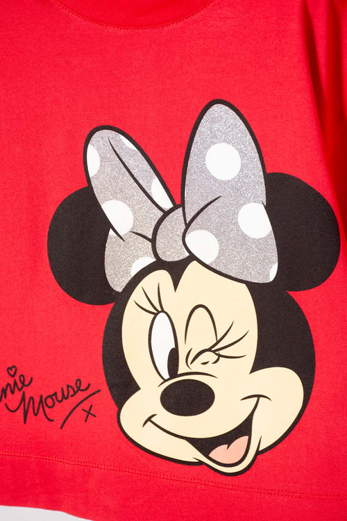 POLERA DE MINNIE MOUSE MANGA CORTA ROJO PARA NIÑA