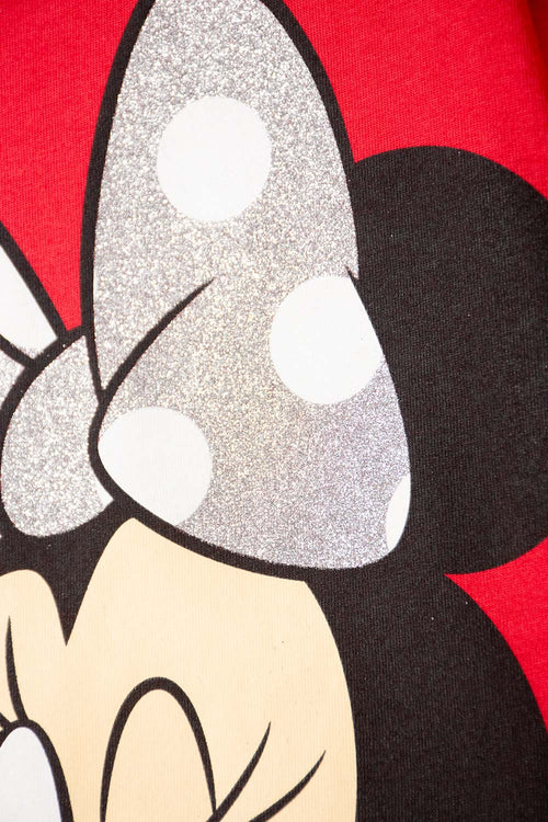 POLERA DE MINNIE MOUSE MANGA CORTA ROJO PARA NIÑA