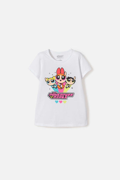 POLERA DE LAS CHICAS SUPERPODEROSAS BLANCO PARA NIÑA