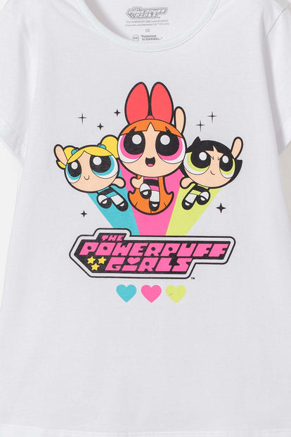 POLERA DE LAS CHICAS SUPERPODEROSAS BLANCO PARA NIÑA