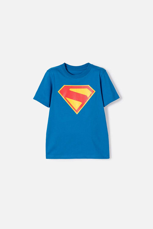 POLERA DE SUPERMAN MANGA CORTA AZUL PARA NIÑO