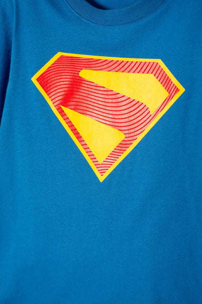 POLERA DE SUPERMAN MANGA CORTA AZUL PARA NIÑO
