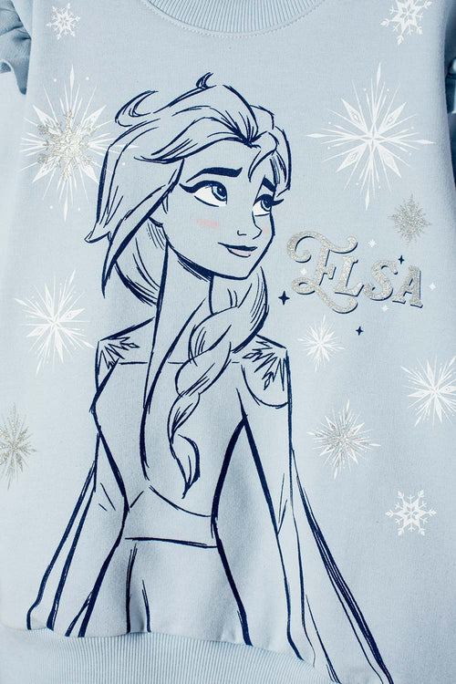 POLERON DE FROZEN CERRADO AZUL CIELO PARA NIÑA