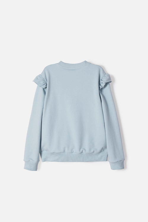 POLERON DE FROZEN CERRADO AZUL CIELO PARA NIÑA