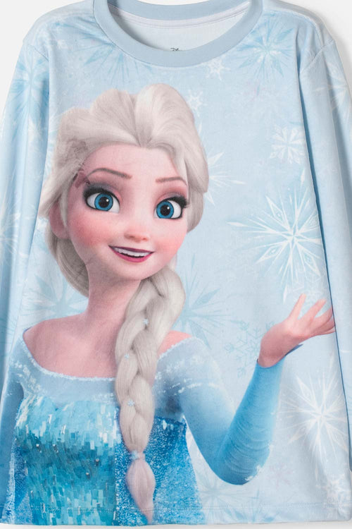 PIJAMA DE FROZEN PANTALÓN LARGO AZUL CIELO PARA NIÑA