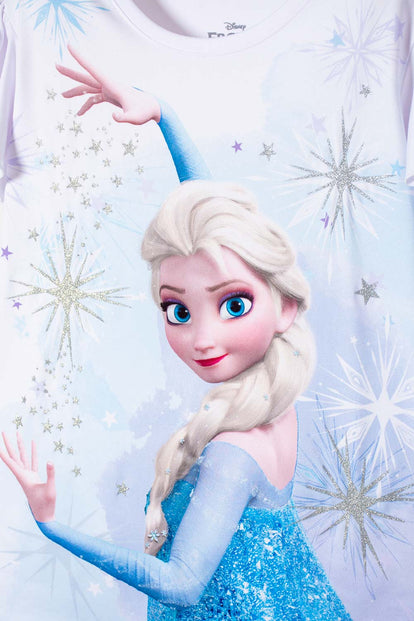 POLERA DE FROZEN MANGA CORTA BLANCO PARA NIÑA