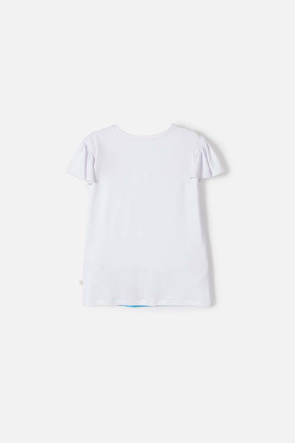 POLERA DE FROZEN MANGA CORTA BLANCO PARA NIÑA