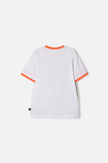 POLERA DE JURASSIC WORLD MANGA CORTA BLANCO PARA NIÑO