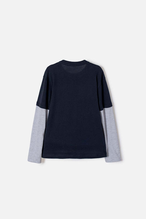 POLERA DE JURASSIC WORLD MANGA LARGA AZUL PARA NIÑO