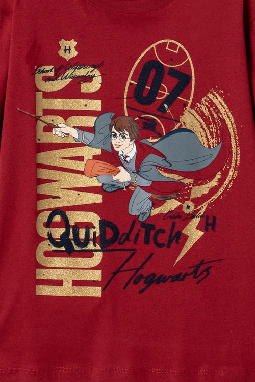 POLERA DE HARRY POTTER MANGA CORTA ROJO PARA NIÑO
