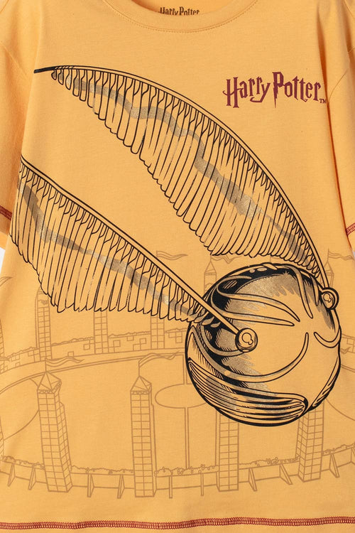 POLERA DE HARRY POTTER MANGA CORTA MOSTAZA PARA NIÑO