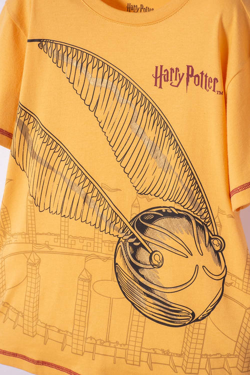 POLERA DE HARRY POTTER MANGA CORTA MOSTAZA PARA NIÑO
