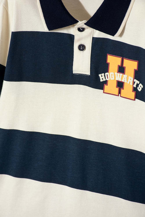 POLERA TIPO POLO DE HARRY POTTER AZUL Y ALMENDRA PARA NIÑO