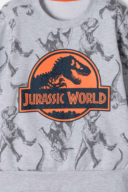 CONJUNTO DE JURASSIC WORLD CON JOGGER GRIS PARA NIÑO