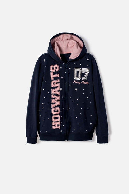 POLERON DE HARRY POTTER CON CAPUCHA AZUL PARA NIÑA