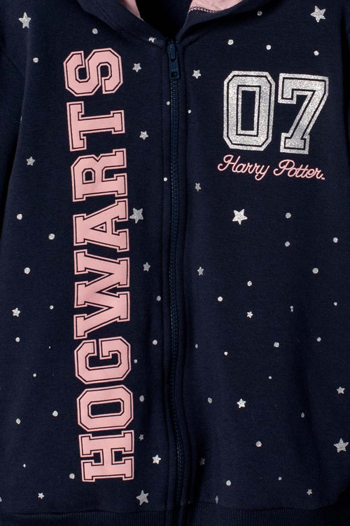 POLERON DE HARRY POTTER CON CAPUCHA AZUL PARA NIÑA