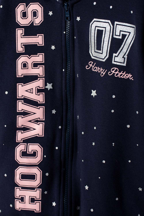 POLERON DE HARRY POTTER CON CAPUCHA AZUL PARA NIÑA