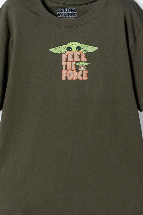 POLERA DE MANDALORIAN MANGA CORTA VERDE PARA NIÑO