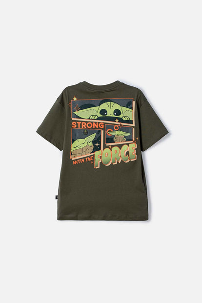 POLERA DE MANDALORIAN MANGA CORTA VERDE PARA NIÑO