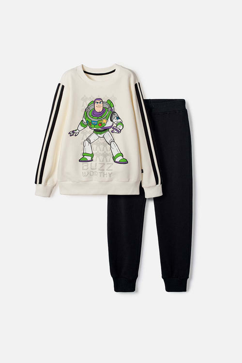 CONJUNTO DE TOY STORY CON JOGGER MARFIL Y NEGRO PARA NIÑO