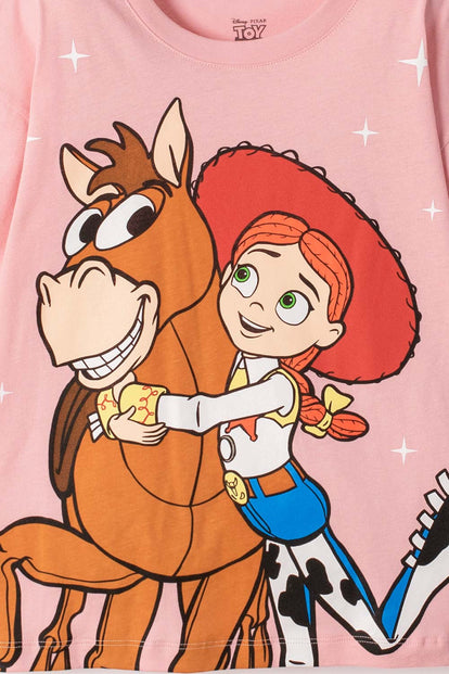 POLERA DE TOY STORY MANGA CORTA PALO DE ROSA PARA NIÑA