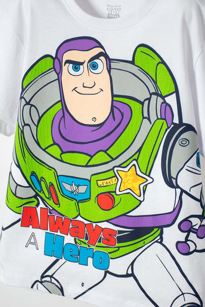 POLERA DE TOY STORY MANGA CORTA BLANCO PARA NIÑO