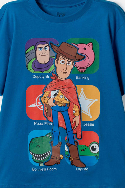 POLERA DE TOY STORY MANGA CORTA AZUL PARA NIÑO