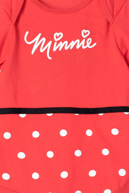 BODY DE MINNIE MOUSE MANGA CORTA NEGRO Y ROJO PARA BEBÉ NIÑA