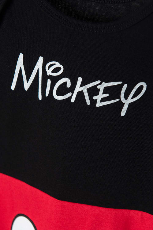 BODY DE MICKEY MOUSE MANGA CORTA ROJO CON NEGRO PARA BEBÉ NIÑO