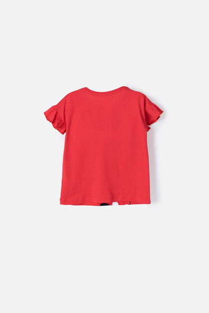 POLERA DE MINNIE MOUSE ROJA ESTAMPADA PARA NIÑA DE 2T A 5T